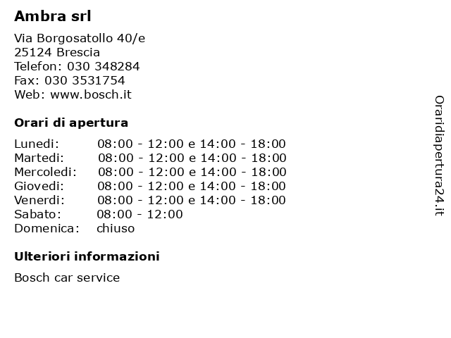 Ambra srl a Brescia: indirizzo e orari di apertura