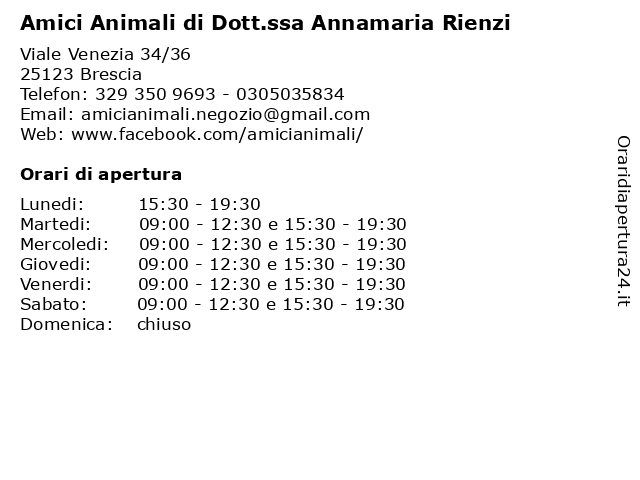 Amici Animali Di Annamaria Rienzi a Brescia: indirizzo e orari di apertura