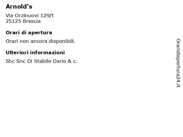 Arnold's a Brescia: indirizzo e orari di apertura