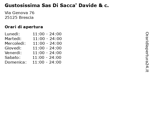 Gustosissima Sas Di Sacca' Davide & c. a Brescia: indirizzo e orari di apertura