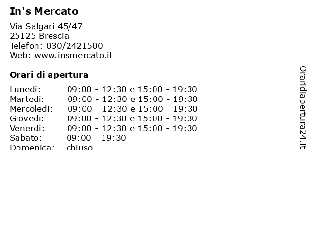 In's Mercato a Brescia: indirizzo e orari di apertura