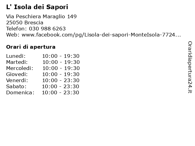 L' Isola dei Sapori a Brescia: indirizzo e orari di apertura