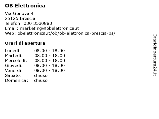 OB Elettronica a Brescia: indirizzo e orari di apertura
