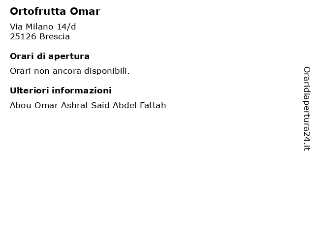 Ortofrutta Omar a Brescia: indirizzo e orari di apertura