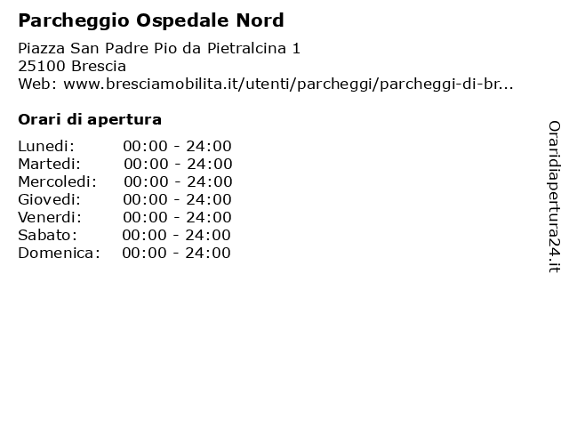 Parcheggio Ospedale Nord a Brescia: indirizzo e orari di apertura