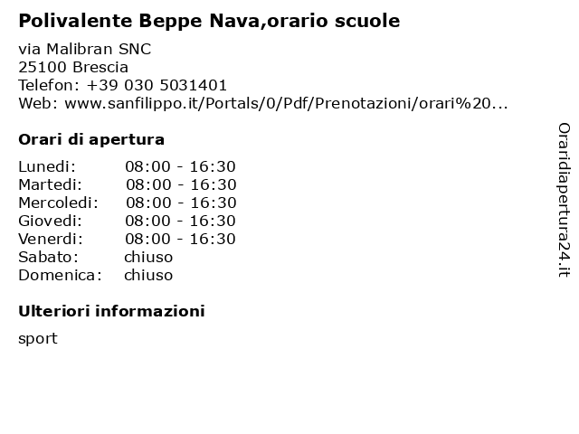 Polivalente Beppe Nava,orario scuole a Brescia: indirizzo e orari di apertura
