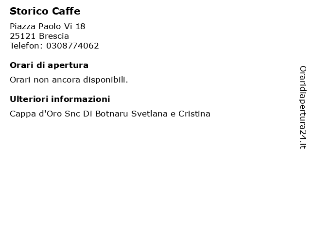 Storico Caffe a Brescia: indirizzo e orari di apertura