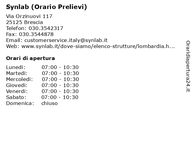 Synlab (Orario Prelievi) a Brescia: indirizzo e orari di apertura