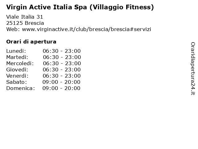 Virgin Active Italia Spa (Villaggio Fitness) a Brescia: indirizzo e orari di apertura