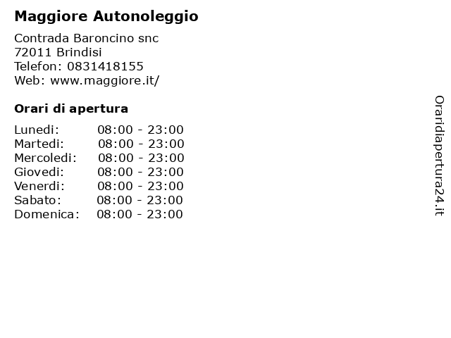 Maggiore Autonoleggio a Brindisi: indirizzo e orari di apertura