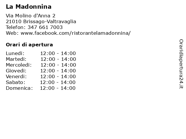 La Madonnina a Brissago-Valtravaglia: indirizzo e orari di apertura