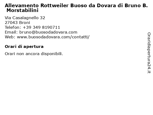 Allevamento Rottweiler Buoso da Dovara di Bruno B. Morstabilini a Broni: indirizzo e orari di apertura