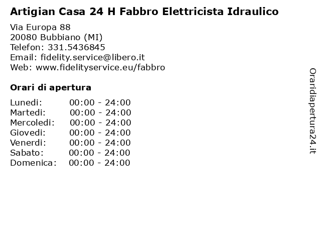 Artigian Casa 24 H Fabbro Elettricista Idraulico a Bubbiano (MI): indirizzo e orari di apertura