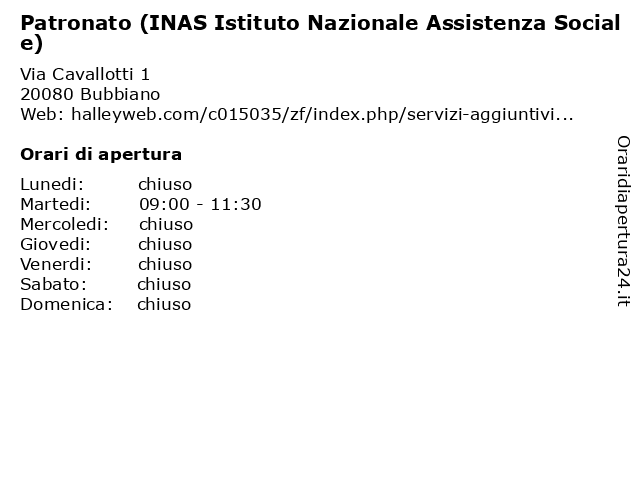 Patronato (INAS Istituto Nazionale Assistenza Sociale) a Bubbiano: indirizzo e orari di apertura