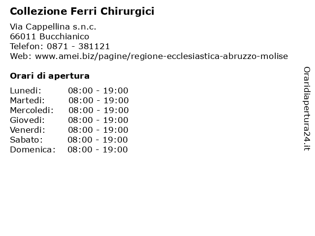 Collezione Ferri Chirurgici a Bucchianico: indirizzo e orari di apertura