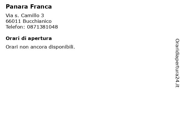 Panara Franca a Bucchianico: indirizzo e orari di apertura