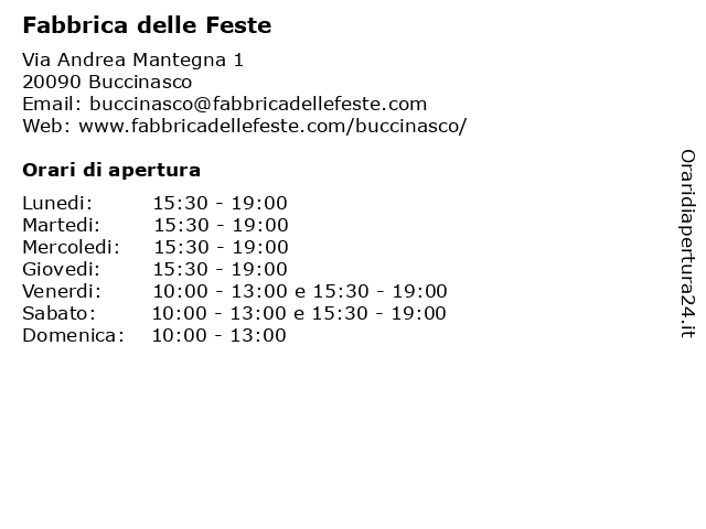 Fabbrica delle Feste a Buccinasco: indirizzo e orari di apertura