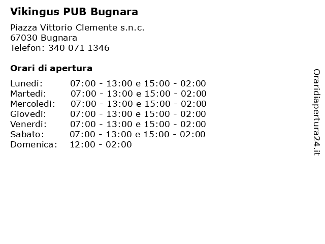 Vikingus PUB Bugnara a Bugnara: indirizzo e orari di apertura