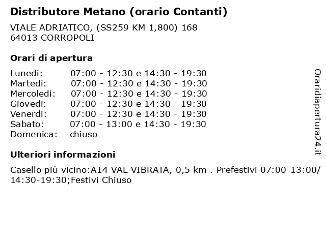 Distributore Metano (orario Contanti) a CORROPOLI: indirizzo e orari di apertura