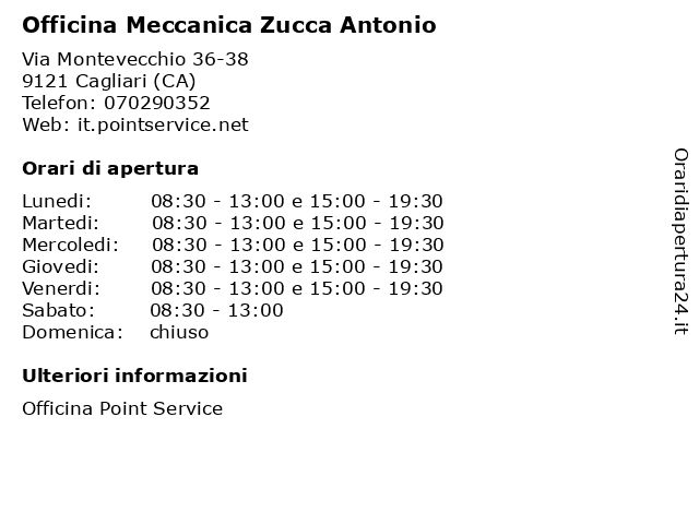 Officina Meccanica Zucca Antonio a Cagliari (CA): indirizzo e orari di apertura