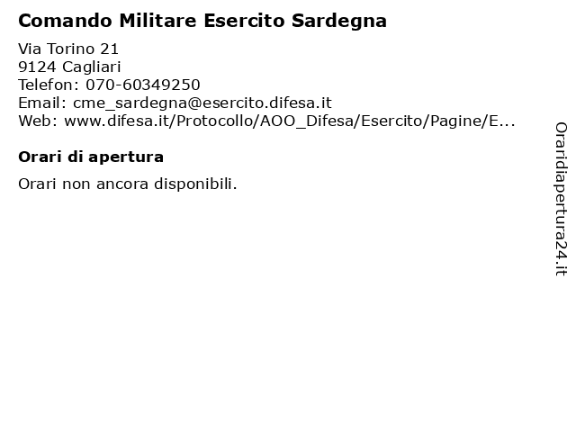 Comando Militare Esercito Sardegna a Cagliari: indirizzo e orari di apertura
