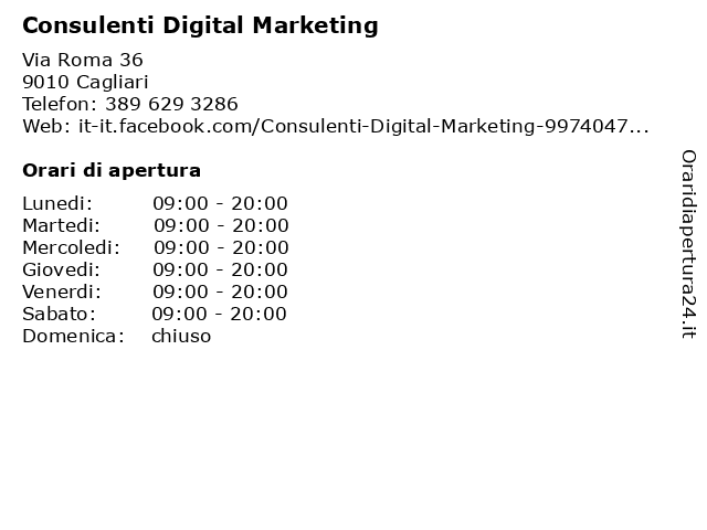 Consulenti Digital Marketing a Cagliari: indirizzo e orari di apertura