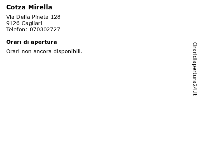 Cotza Mirella a Cagliari: indirizzo e orari di apertura