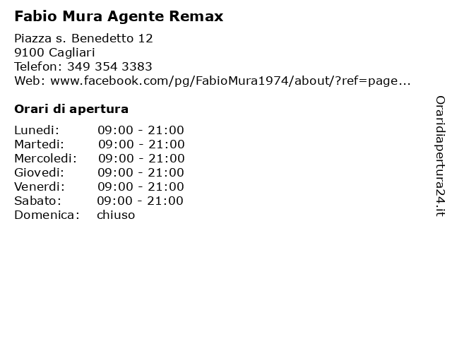 Fabio Mura Agente Remax a Cagliari: indirizzo e orari di apertura