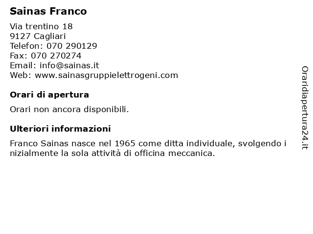 Sainas Franco a Cagliari: indirizzo e orari di apertura