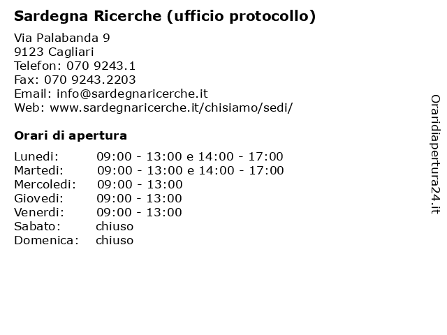 Sardegna Ricerche (ufficio protocollo) a Cagliari: indirizzo e orari di apertura