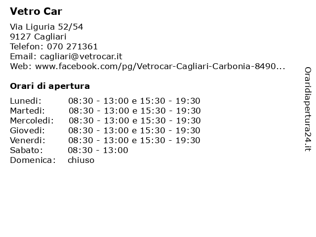 Vetro Car a Cagliari: indirizzo e orari di apertura