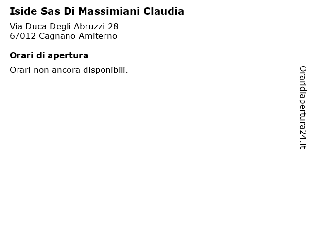 Iside Sas Di Massimiani Claudia a Cagnano Amiterno: indirizzo e orari di apertura