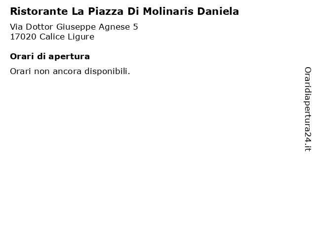 Ristorante La Piazza Di Molinaris Daniela a Calice Ligure: indirizzo e orari di apertura