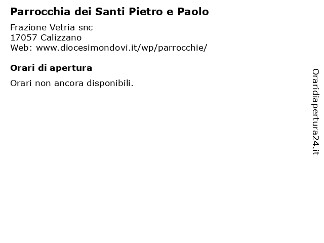 Parrocchia dei Santi Pietro e Paolo a Calizzano: indirizzo e orari di apertura