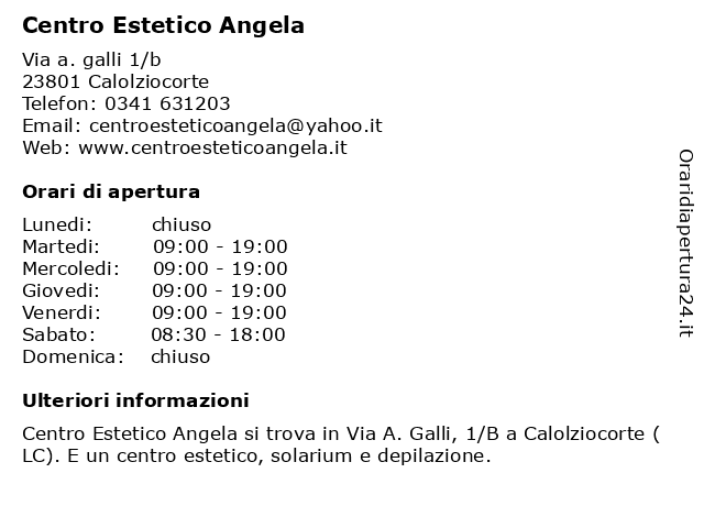 Centro Estetico Angela a Calolziocorte: indirizzo e orari di apertura