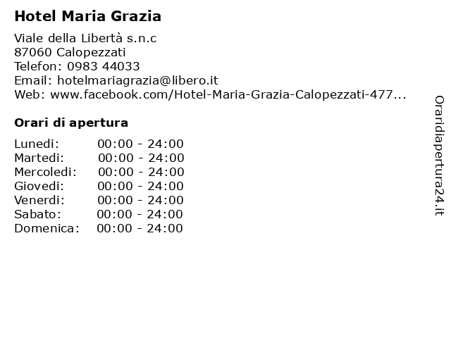 Hotel Maria Grazia a Calopezzati: indirizzo e orari di apertura