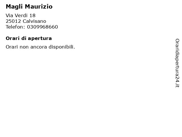 Magli Maurizio a Calvisano: indirizzo e orari di apertura