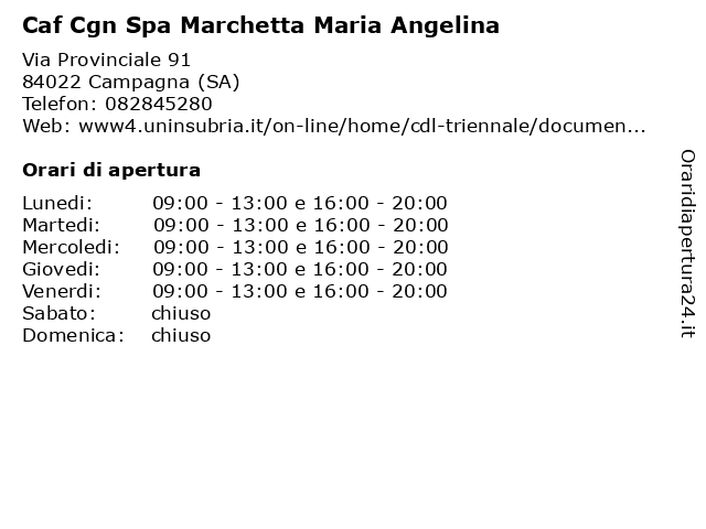 Caf Cgn Spa Marchetta Maria Angelina a Campagna (SA): indirizzo e orari di apertura