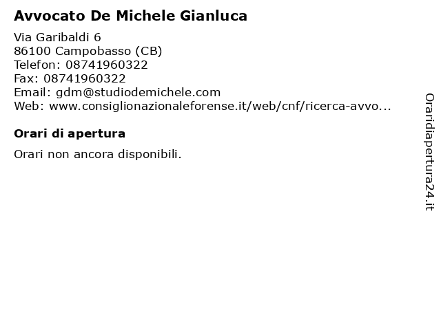 Avvocato De Michele Gianluca a Campobasso (CB): indirizzo e orari di apertura