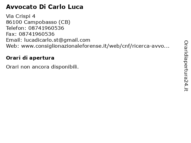 Avvocato Di Carlo Luca a Campobasso (CB): indirizzo e orari di apertura