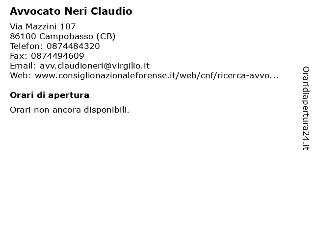 Avvocato Neri Claudio a Campobasso (CB): indirizzo e orari di apertura