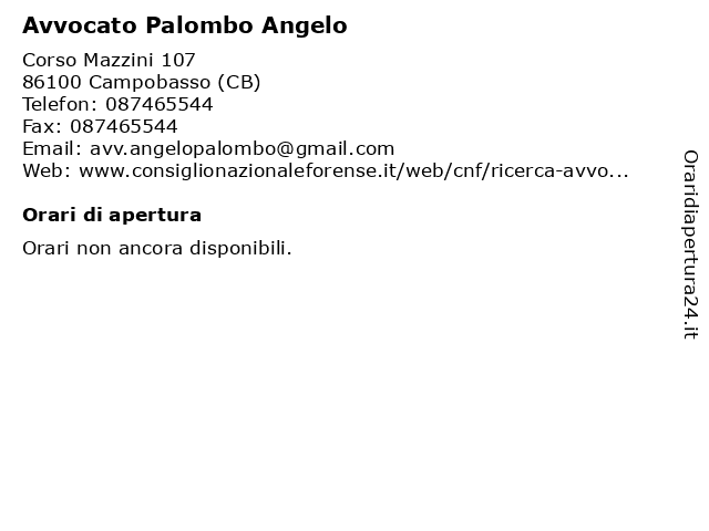 Avvocato Palombo Angelo a Campobasso (CB): indirizzo e orari di apertura