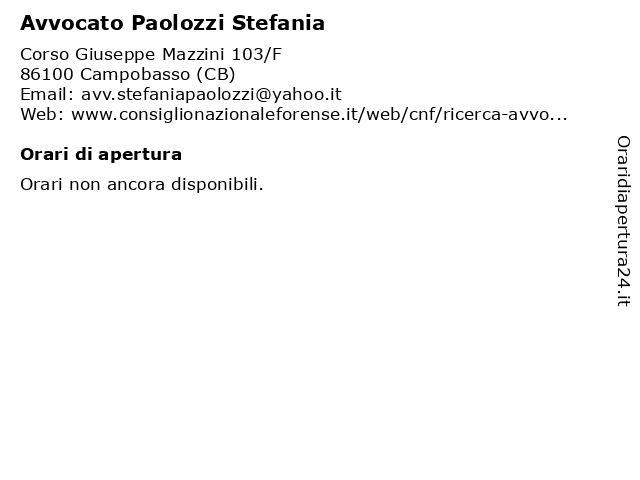Avvocato Paolozzi Stefania a Campobasso (CB): indirizzo e orari di apertura