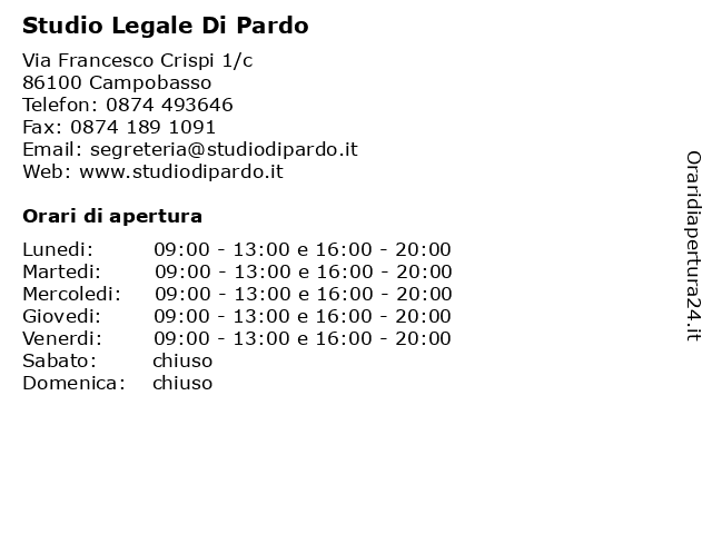 Studio Legale Di Pardo a Campobasso: indirizzo e orari di apertura