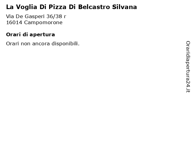 La Voglia Di Pizza Di Belcastro Silvana a Campomorone: indirizzo e orari di apertura