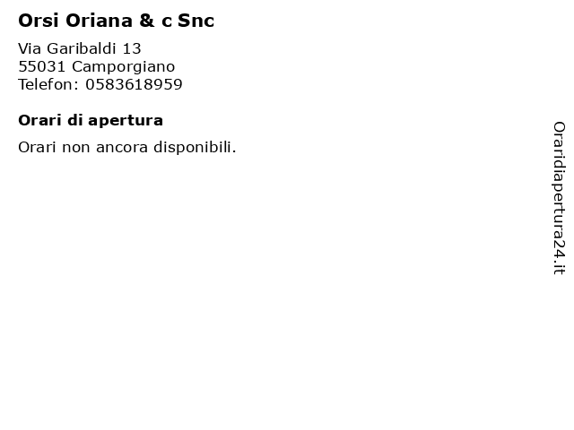 Orsi Oriana & c Snc a Camporgiano: indirizzo e orari di apertura