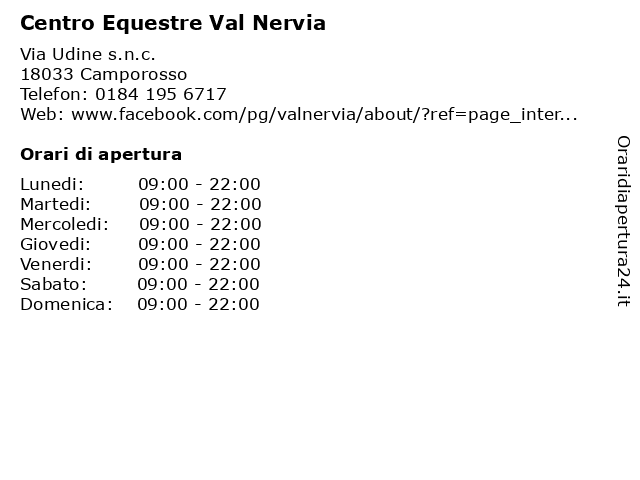 Centro Equestre Val Nervia a Camporosso: indirizzo e orari di apertura