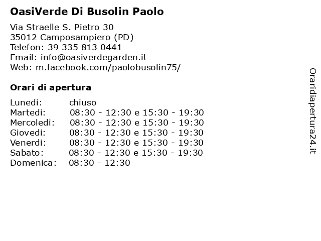 OasiVerde Di Busolin Paolo a Camposampiero (PD): indirizzo e orari di apertura