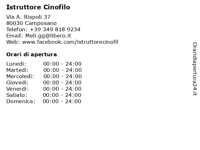 Istruttore Cinofilo a Camposano: indirizzo e orari di apertura