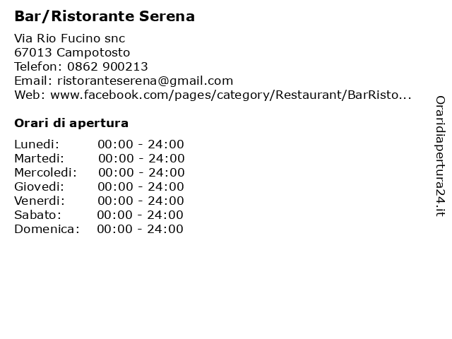 Bar/Ristorante Serena a Campotosto: indirizzo e orari di apertura